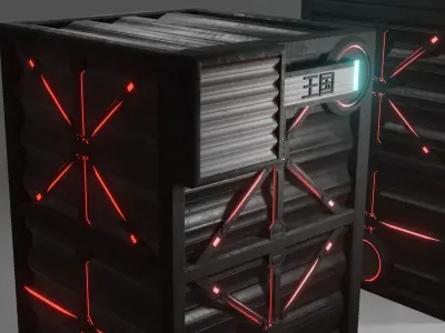 tech box model for in game asset Low-poly 3D model