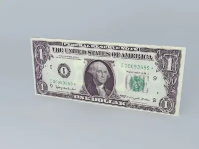 $1 One US Dollar Free 3D model