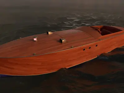 Vintage Boat - Nelson Zimmer Palm Beach 22 - Rigged and Animated Low-poly 3D model