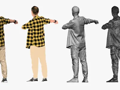 001254 stylish man and palid yellow shirt 3D model