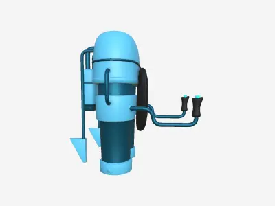 Jetpack C02 Blue - SciFi Character Design Low-poly 3D model