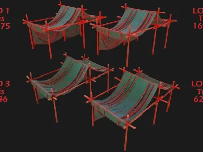 Large Trade Fair Tent Stalls Low-poly 3D model