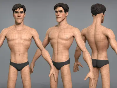 Cartoon male character Scott base mesh 3D model