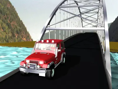 Suspension Bridge Jeep Free 3D model