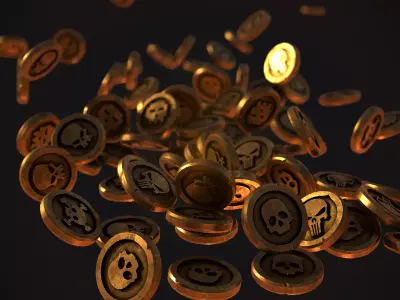 Stylize Pirate Gold Coin Low-poly 3D model