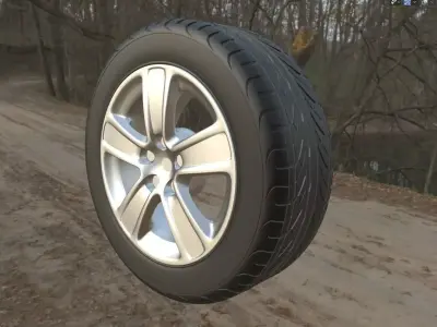 Car rim tire and disk 3D model