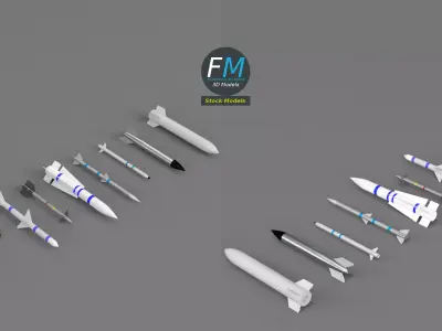 Missiles and bombs collection Free low-poly 3D model