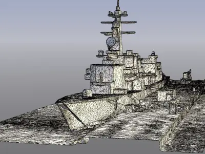 Battleship 2 Low-poly 3D model