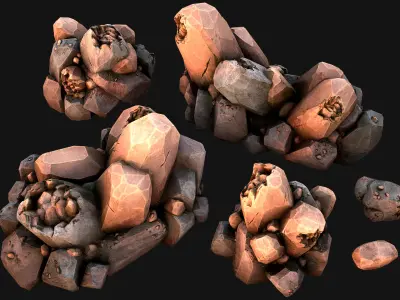 Copper Ore Metal Deposits for Mine Low-poly 3D model