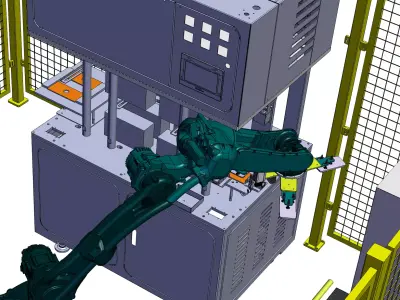 Aluminum mold shaping robot loading and unloading station 3D model