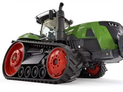 High Efficiency Tracked Agricultural Tractor Low-poly 3D model