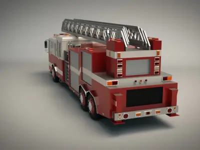 Low Poly Fire Truck Low-poly 3D model