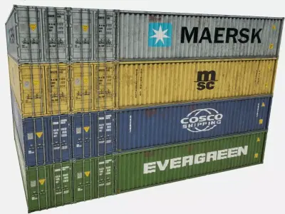 Shipping Container 40ft Low-poly 3D model