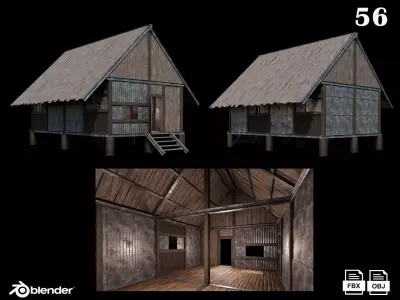 Medieval Houses 56- 4K Textures Game Ready Low-poly 3D model