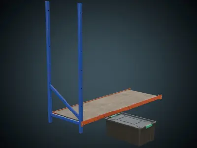 Shelf And Storage Box 1B Low-poly 3D model