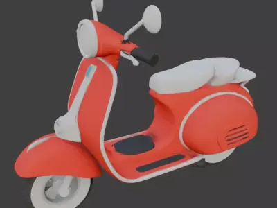 Vintage Retro Scooter 3D Model 3D model 6