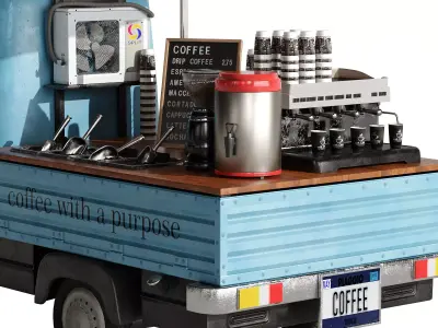 Foodtruck Coffee Blue set 4 3D model purchase