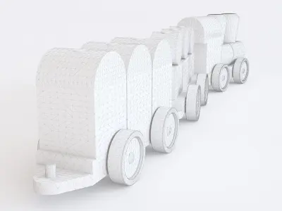 Wooden toy train color 03 3D model