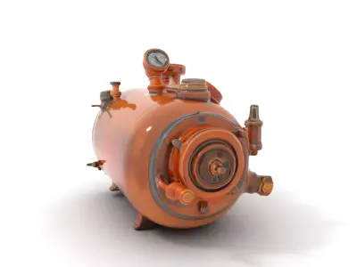 Steampunk Boiler Model Pack with Vintage Brass Finish Low-poly 3D model
