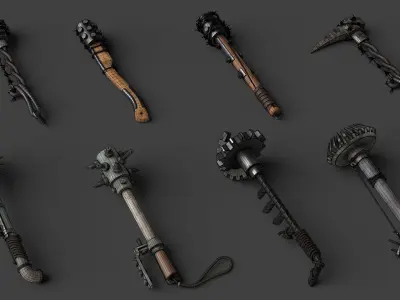 Modifiable Strike Weapons 1 3D Model Pack