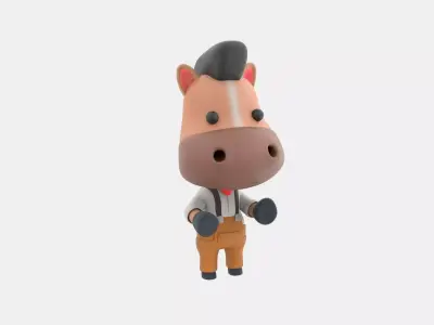 Cute Horse 3D Illustration 3D model shop