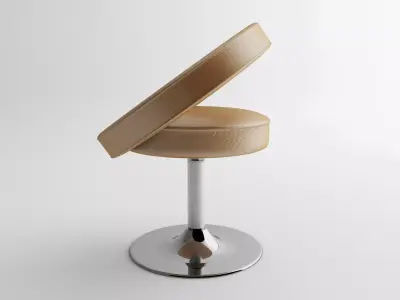 chair bar stool with chrome base 3D model