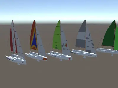 Low Poly Sail Boat Package Low-poly 3D model