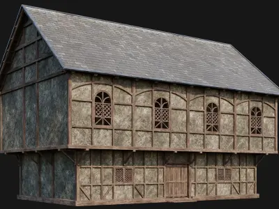 221-222-223-224 Old Medieval Houses Pack 4K Textures Low-poly 3D model