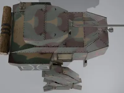 Panzer Mech Walker with RIG and LOWPOLY Forest Camo Low-poly 3D model