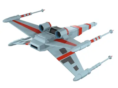 Low-poly spaceship toy star wars x - wing fighter Low-poly 3D model