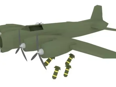 Bomb Plane WW2 - B17 USA - Low Poly Low-poly 3D model