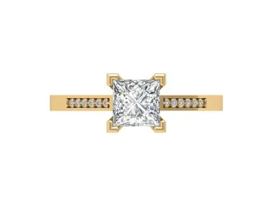 Princess Solitaire Ring 3D print model 5