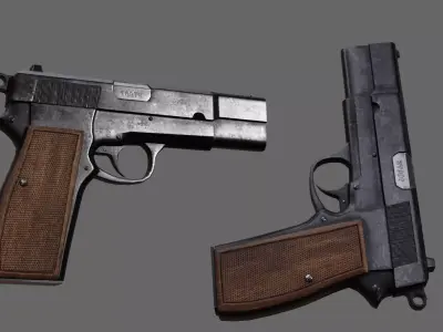 browning high power Low-poly 3D model