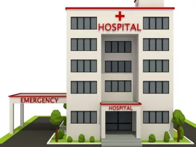 Isometric Cartoon Low Poly Hospital Building  3D model Low-poly 3D model