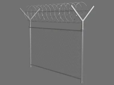 Barbed Wire Fence 1A Low-poly 3D model