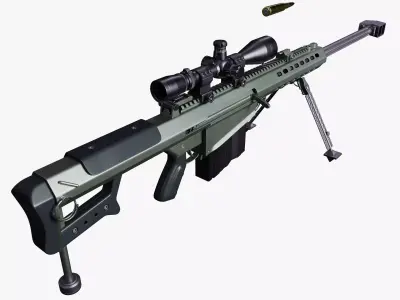 Barrett M107 Low-poly 3D model