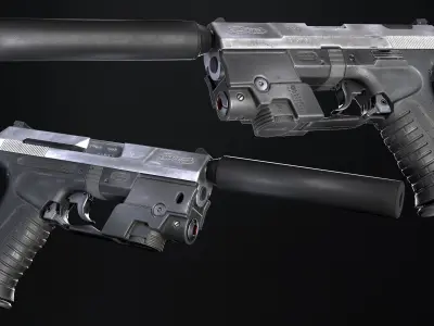 Walther P99 Titanium Coated Low-poly 3D model