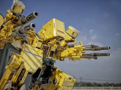 Sci-fi attacking robot 3D model