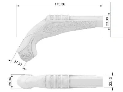 Antique weapon style knife handle 3D print model