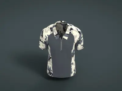 Military Outfit - T-shirt Low-poly 3D model 6
