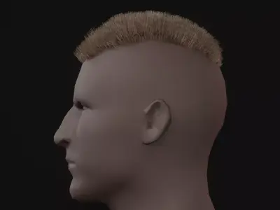 7Man buzzcut  Hair Low-poly 3D model