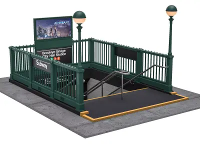 NYC Subway Entrance PBR 02 Low-poly 3D model