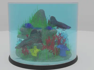 Aquarium in glass container 3D model