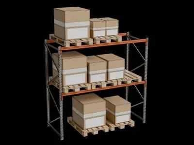 Carton boxes and metal frames Low-poly 3D model