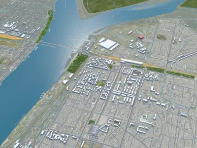 Dandong Liaoning China 35km Free low-poly 3D model