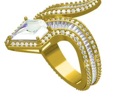 Antique Diamond Snake Ring 3D print model