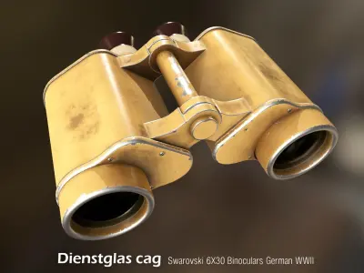 WWII German Dienstglas 6x30 CAG Binoculars Low-poly 3D model
