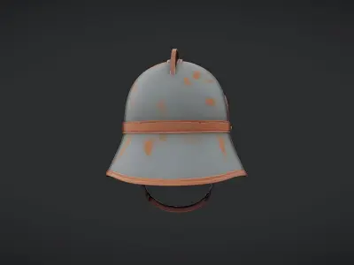 Vintage metal and leather military helmet 3D model
