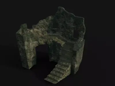 Ruined fortress Low-poly 3D model