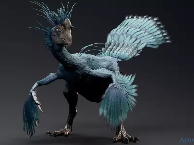 Dinosaur GigantoRaptor - Oviraptorosaur Unity Engine Project Low-poly 3D model